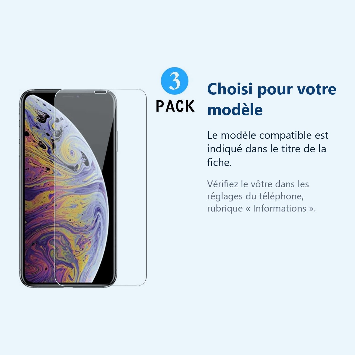 Accessoire ajusté au modèle exact – Pack X3 Vitres Protection Ecran Pour Apple iPhone XR