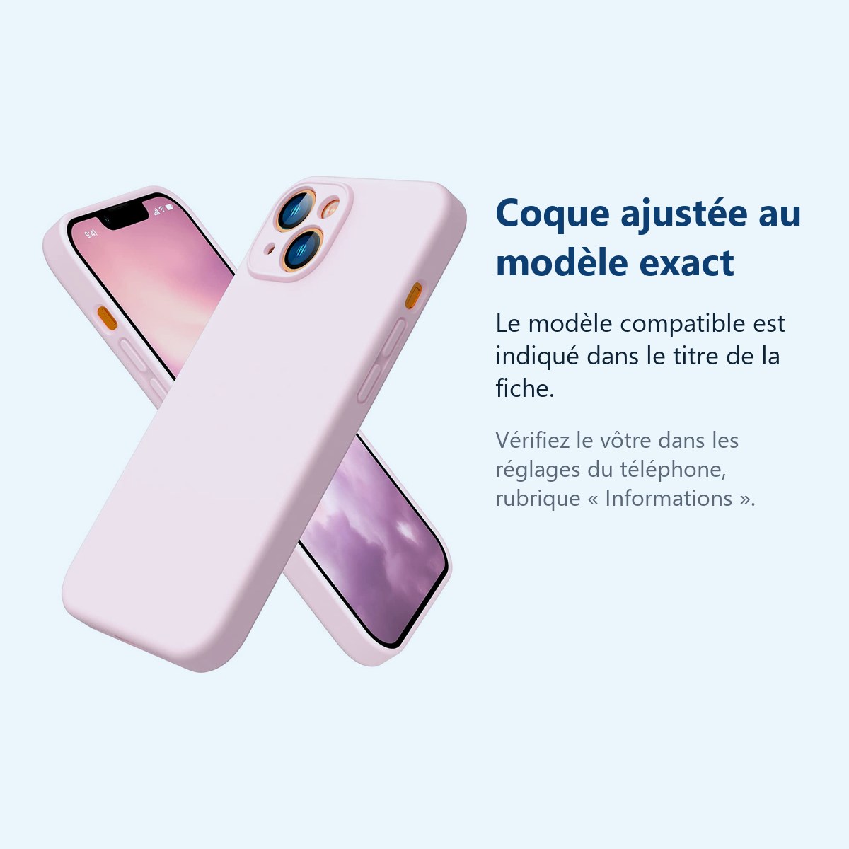 Accessoire ajusté au modèle exact – Coque Silicone Couleur Rose Pour iPhone 14 Plus
