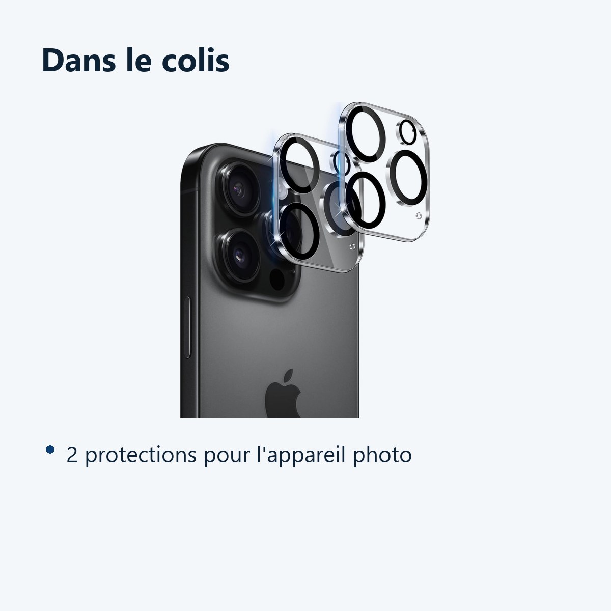 Contenu du colis – Verres Protection Camera Arriere X2 Pour iPhone 16 Pro Max