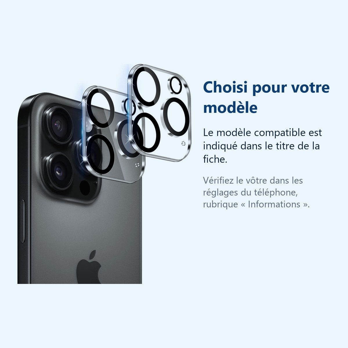 Accessoire ajusté au modèle exact – Verres Protection Camera Arriere X2 Pour iPhone 16 Pro Max