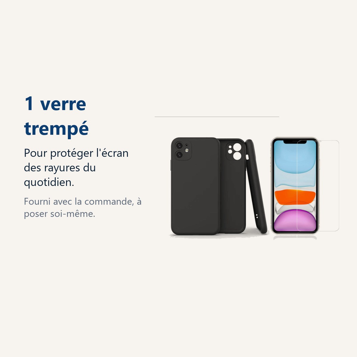 Verre trempé pour protéger lécran – Coque Silicone Pour iPhone 13 Couleur Noir Protection Objectif Appareil Photo + Verre T