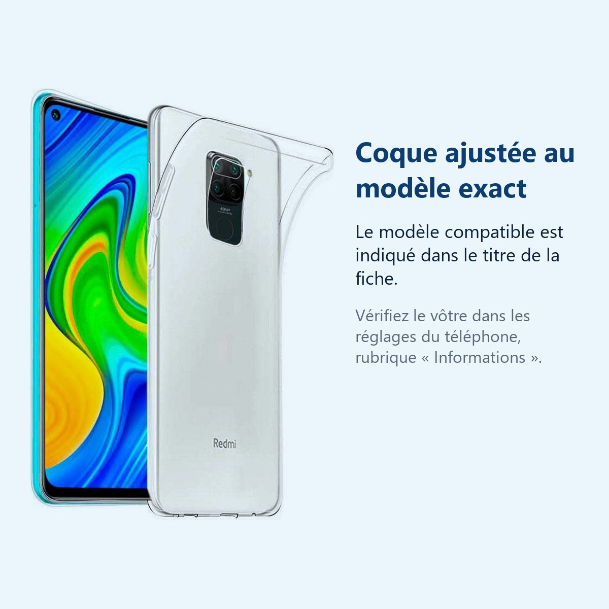 Accessoire ajusté au modèle exact – Coque Silicone pour Xiaomi Redmi Note 9