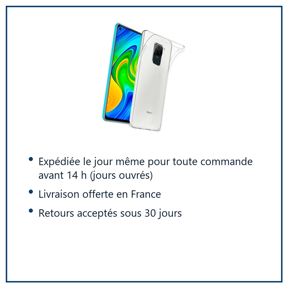 Expédition le jour même, livraison offerte, retours sous 30 jours – Coque Silicone pour Xiaomi Redmi Note 9