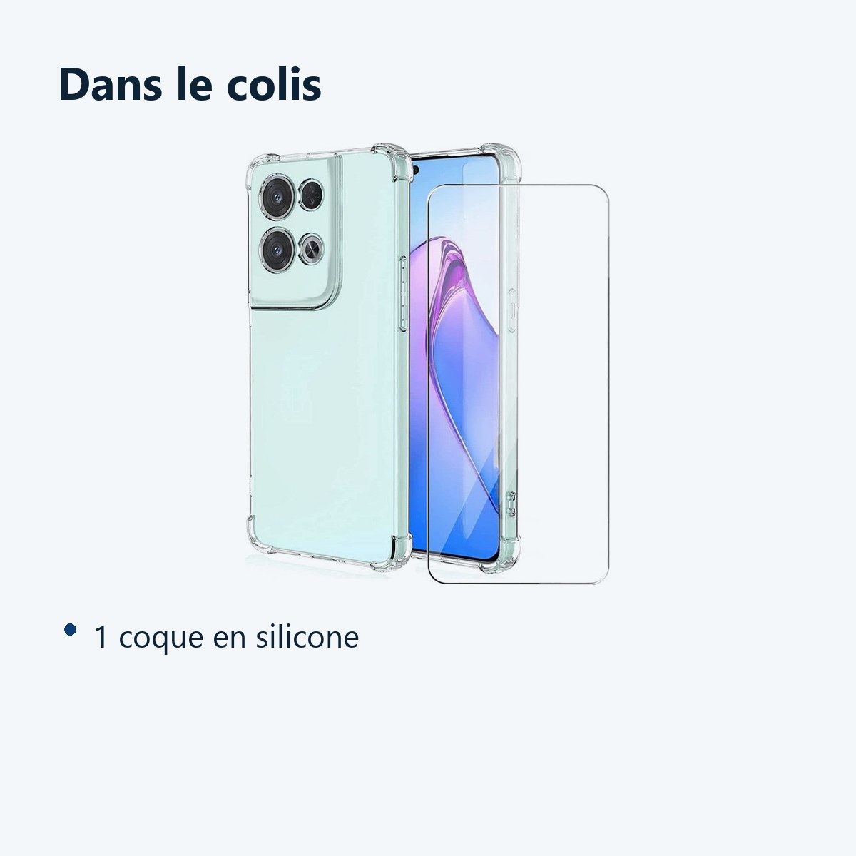 Contenu du colis – Coque Silicone Angles Renforces + Vitre Protection Ecran Pour Oppo Reno 8 Pro 5G
