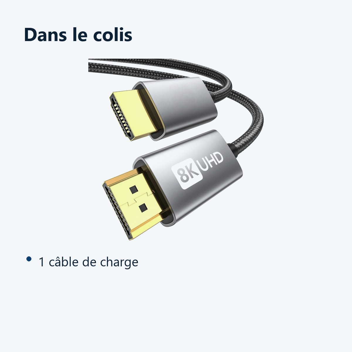 Contenu du colis – Cable HDMI 2.1 Or 8K 60Hz-48Gbps - 1m80 -