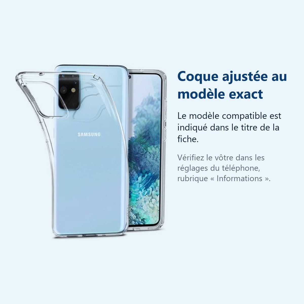 Accessoire ajusté au modèle exact – Coque Silicone pour Samsung S20 Plus Etui de Protection Transparent Antichoc