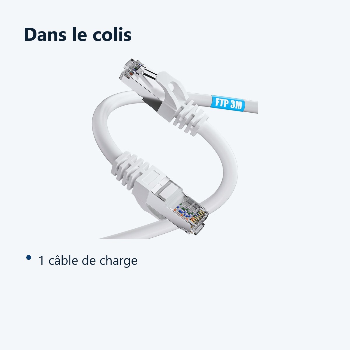 Contenu du colis – Cable CAT6a Ethernet 500 Mhz - 3M -