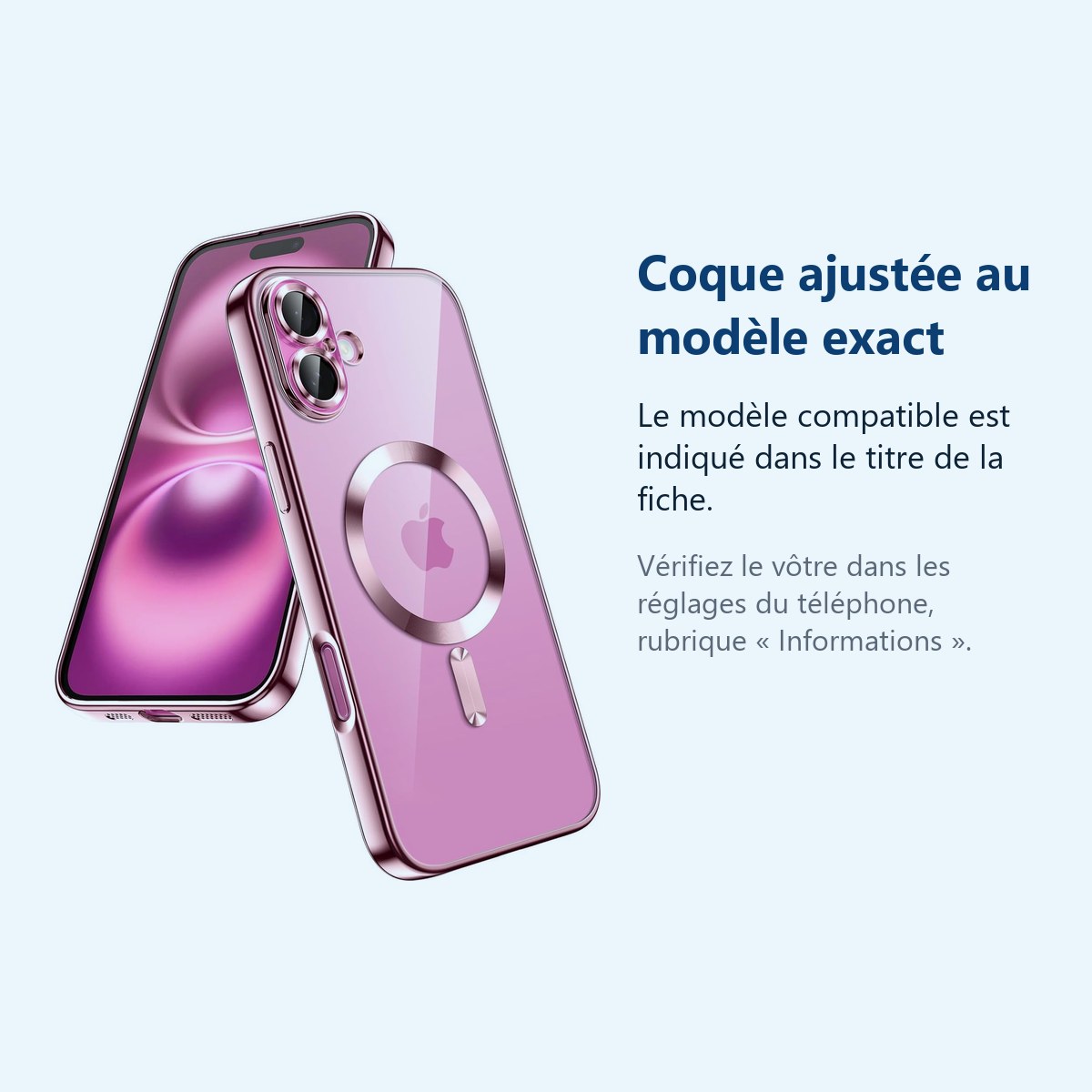 Accessoire ajusté au modèle exact – Coque Silicone Pour iPhone 16 Plus Couleur Rose Compatible Magsafe