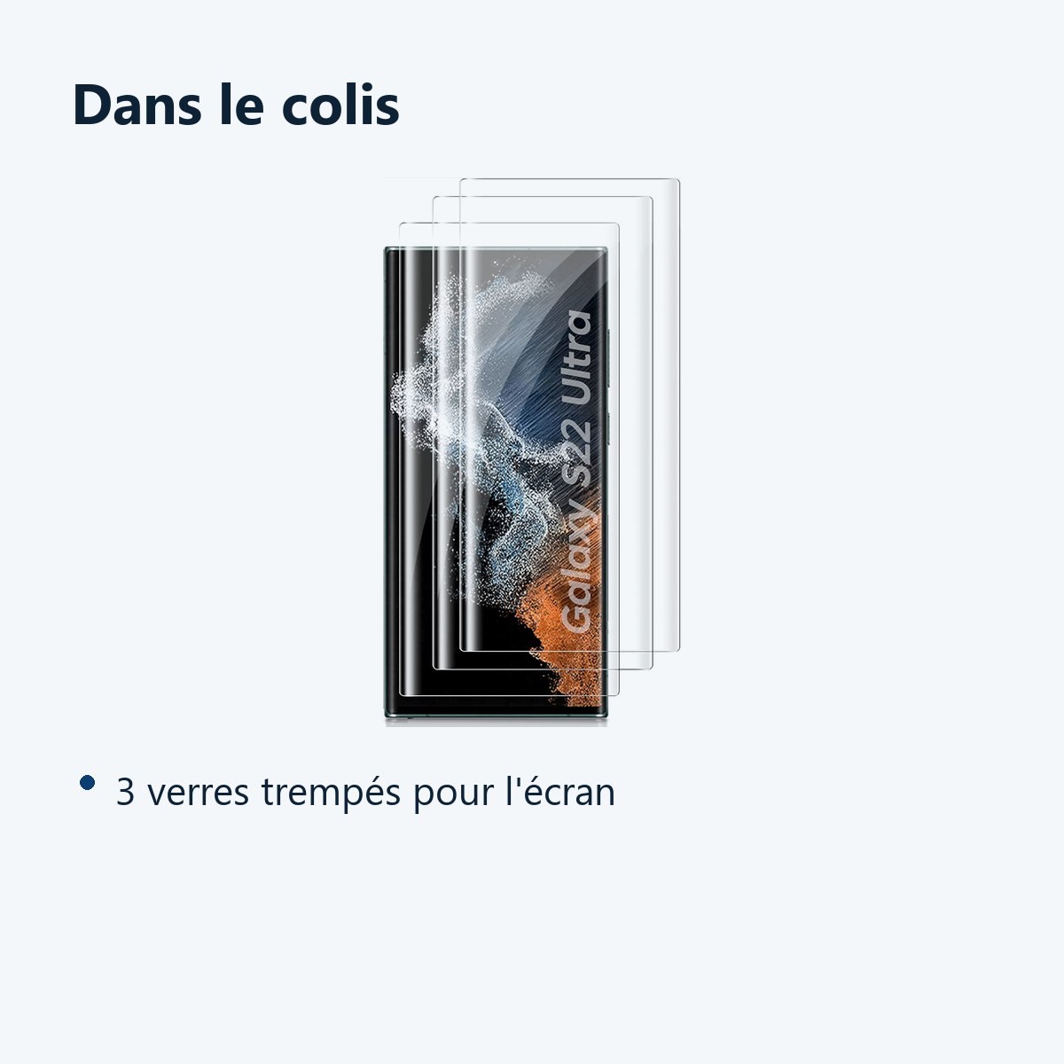 Contenu du colis – Verres Trempes X3 Pour Samsung Galaxy S22 Ultra 5G