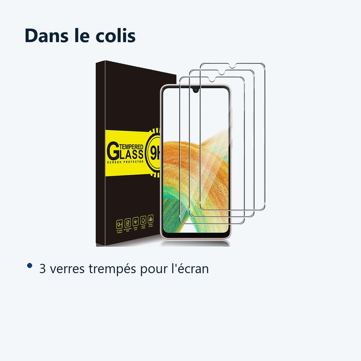 Contenu du colis – Verres Trempes X3 Pour Samsung A33 5G