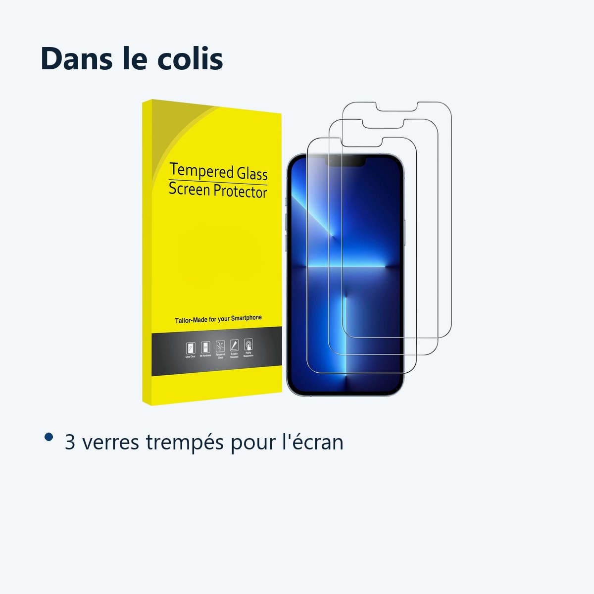 Contenu du colis – Verres Trempes X3 Pour iPhone 13 Pro Max