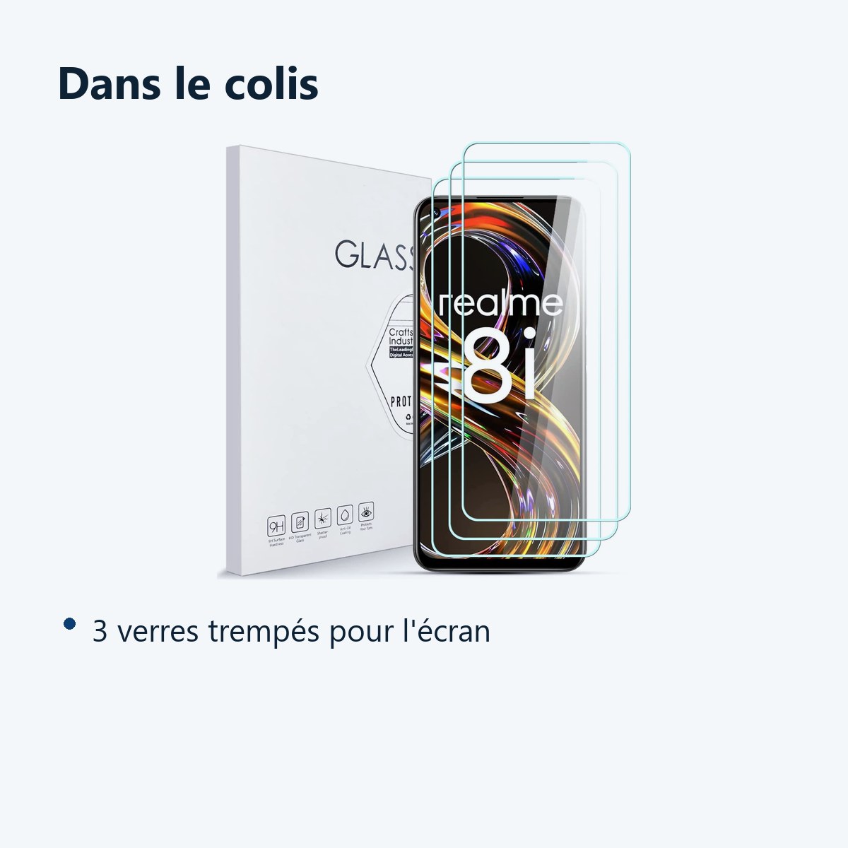 Contenu du colis – Verres Trempes X3 Pour Realme 8i