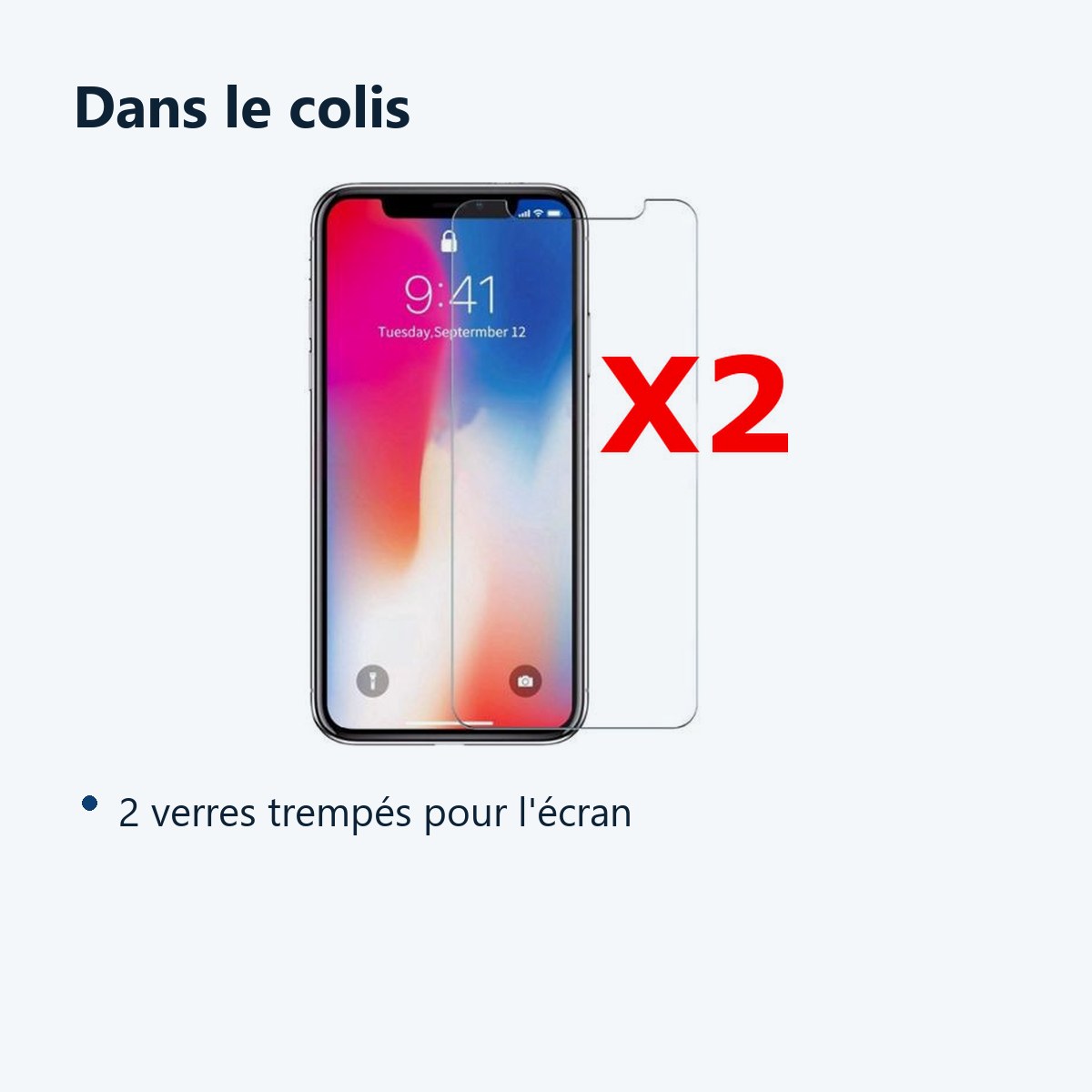 Contenu du colis – X2 Protection écran pour iPhone X / iPhone 10, Verre Trempé Ultra Clair et Résistant Film Protecteur Décr