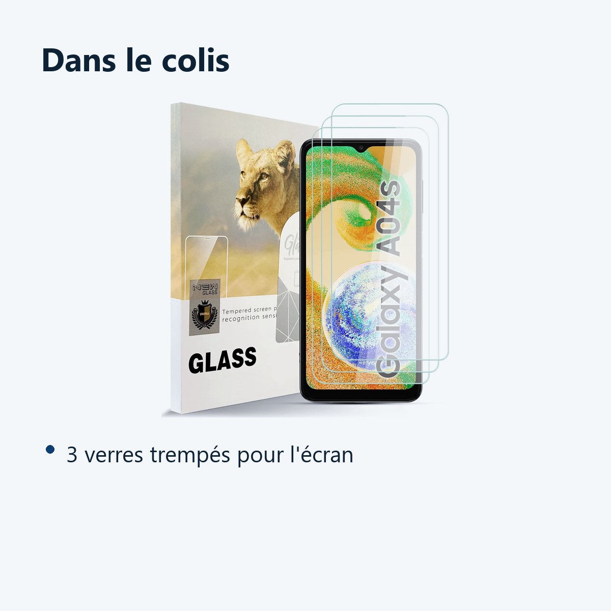 Contenu du colis – Verres Trempes X3 Pour Samsung A04S / A13 5G