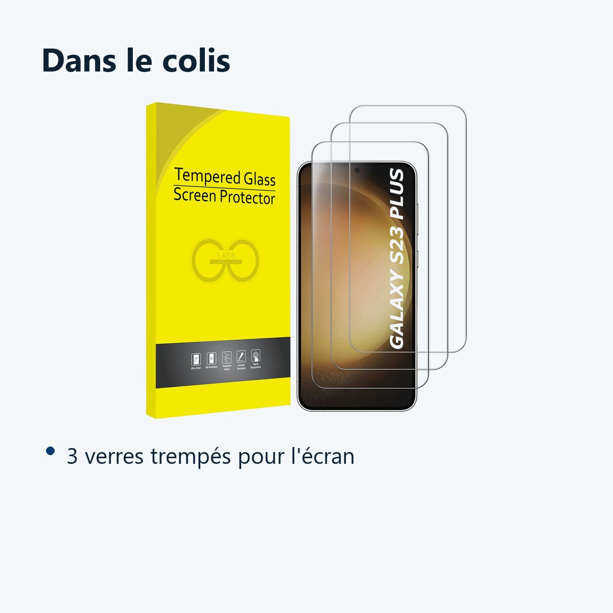 Contenu du colis – Verres Trempes X3 Pour Samsung Galaxy S23 Plus 5G