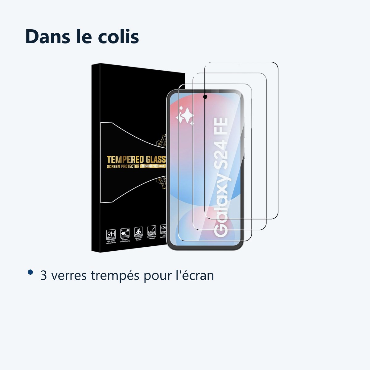 Contenu du colis – Verres Trempes X3 Pour Samsung Galaxy S24 FE