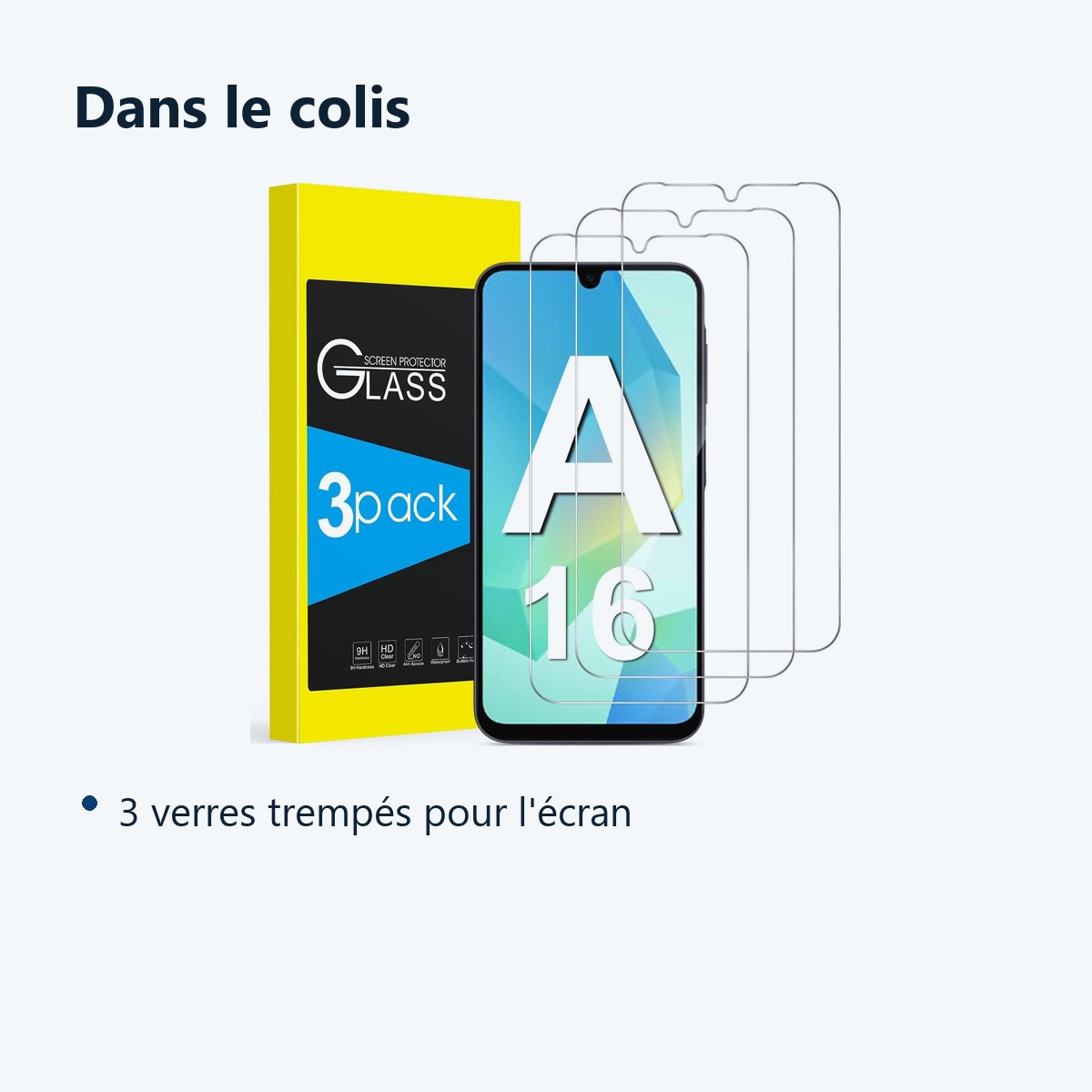 Contenu du colis – Verres Trempes X3 Pour Samsung Galaxy A16