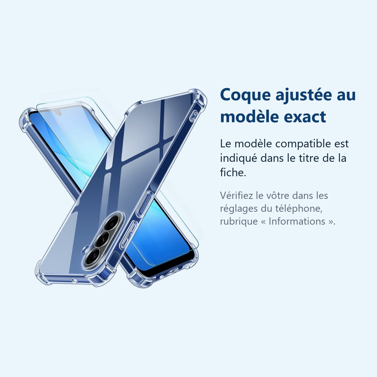 Accessoire ajusté au modèle exact – Coque Pour Samsung Galaxy A17 Silicone Transparente Angles Renforcés + Verre Trempé