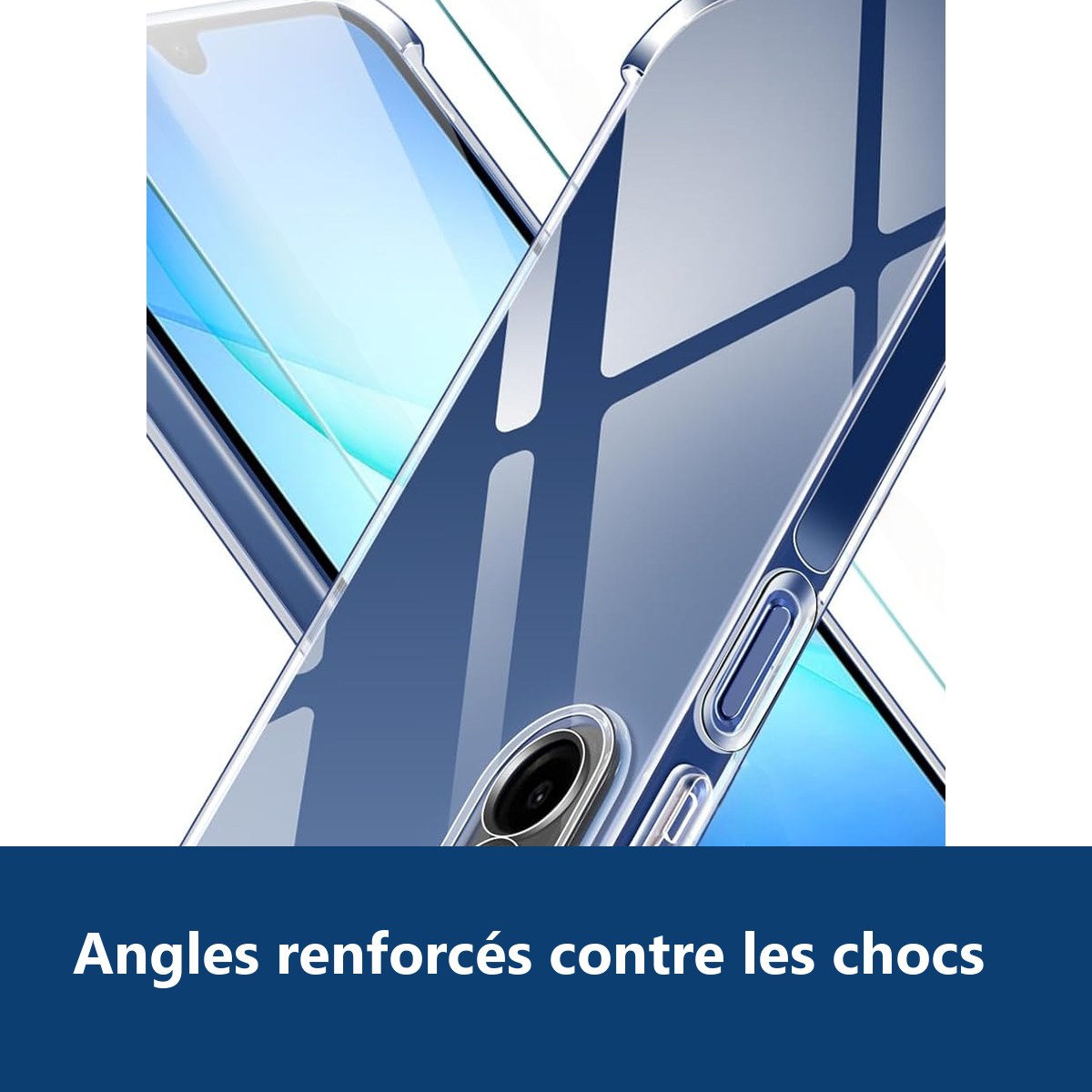 Vue de détail – Coque Pour Samsung Galaxy A17 Silicone Transparente Angles Renforcés + Verre Trempé
