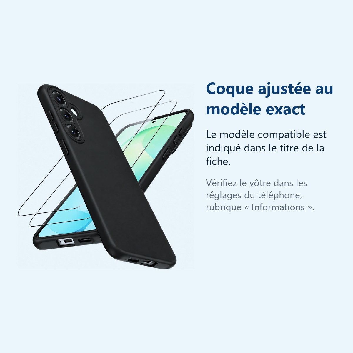 Accessoire ajusté au modèle exact – Coque Pour Samsung S26 FE Silicone Noir + 2 Verres Trempés