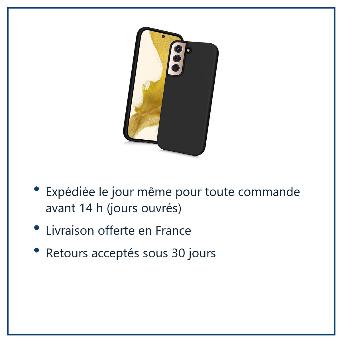 Expédition le jour même, livraison offerte, retours sous 30 jours – Coque Pour Samsung Galaxy S22 PLUS 5G Silicone Noire