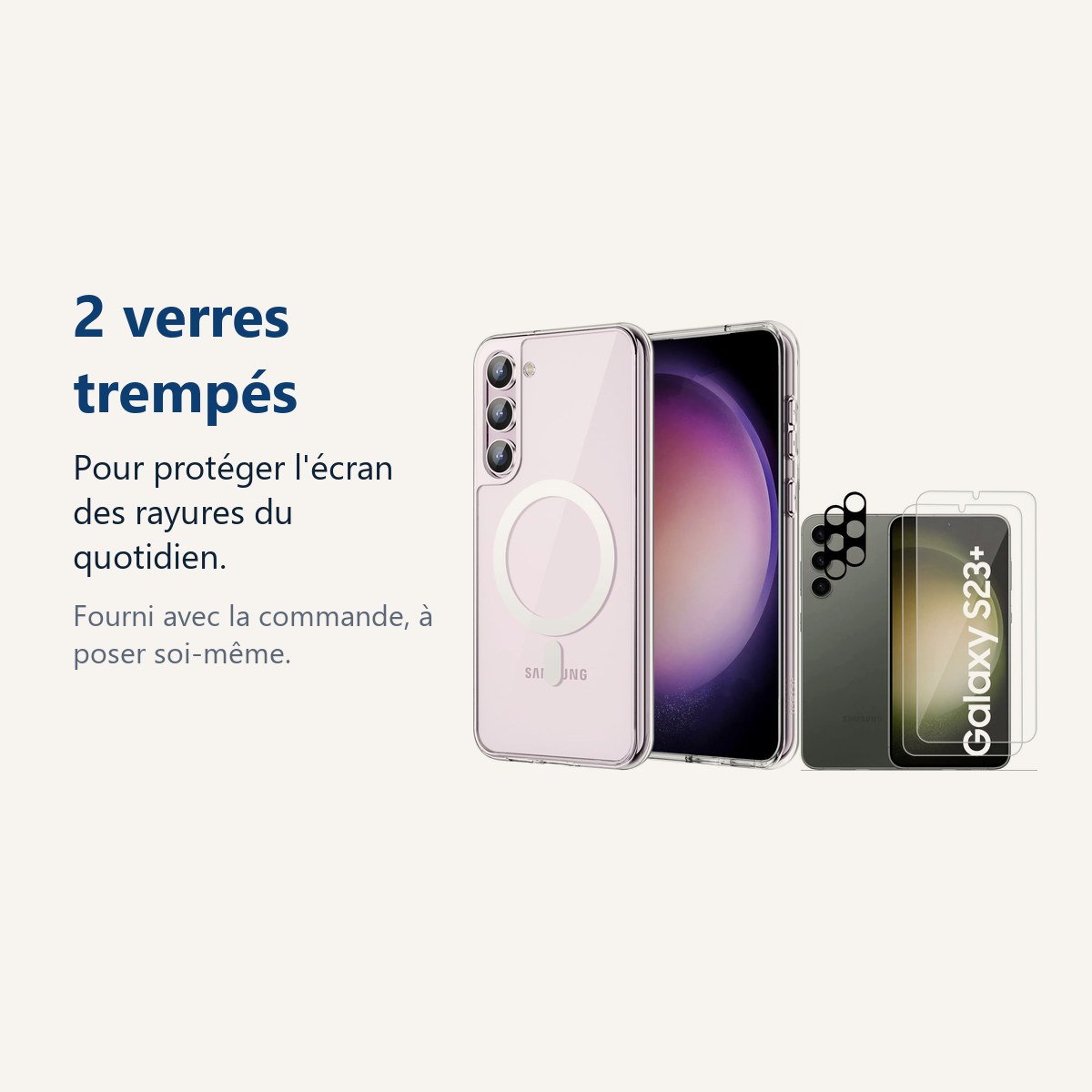 Verre trempé pour protéger lécran – Coque Silicone Transparente Compatible Magsafe + Verres Trempés et Protections Caméra Ar