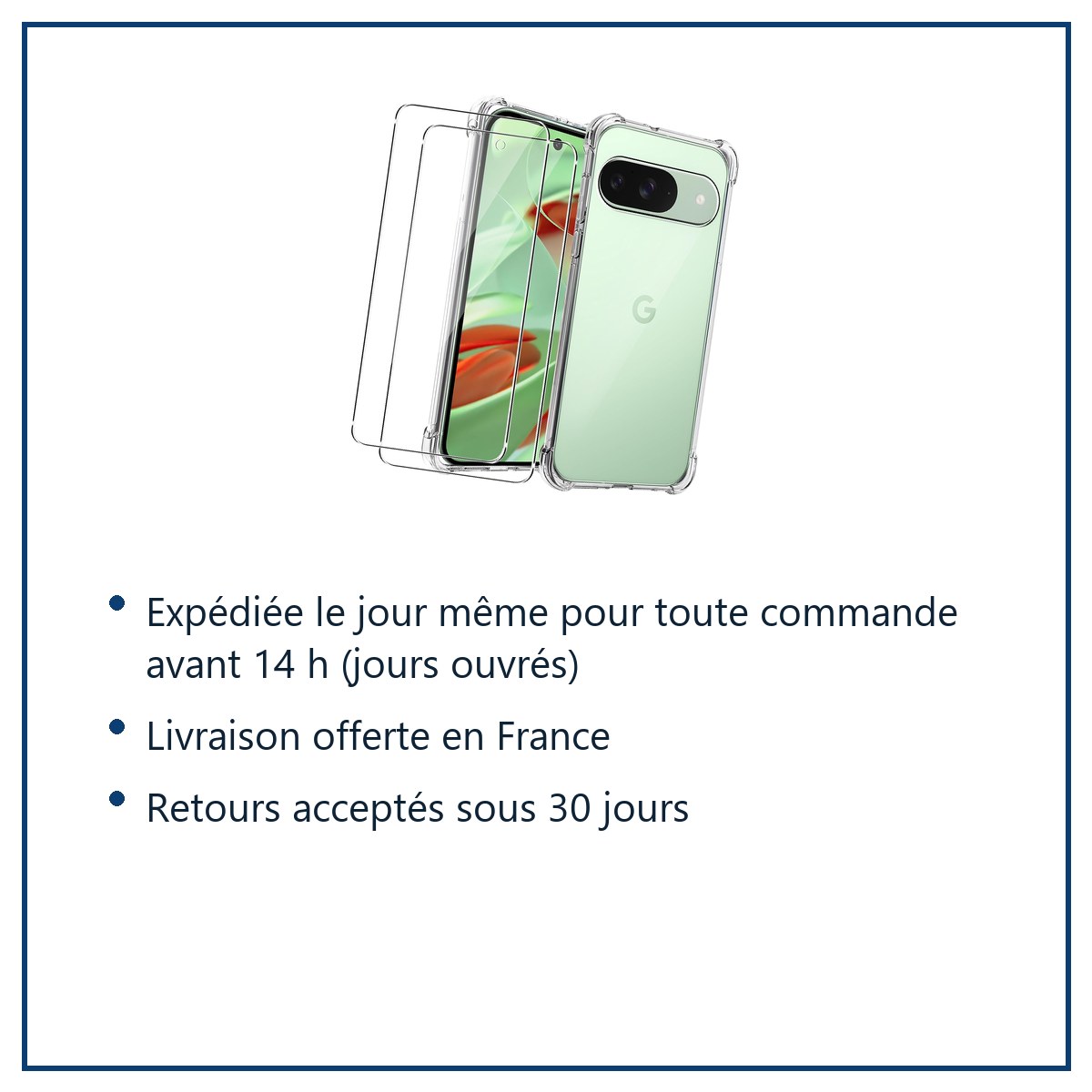 Expédition le jour même, livraison offerte, retours sous 30 jours – Coque Silicone Transparente Angles Renforcés + 2 Verres T