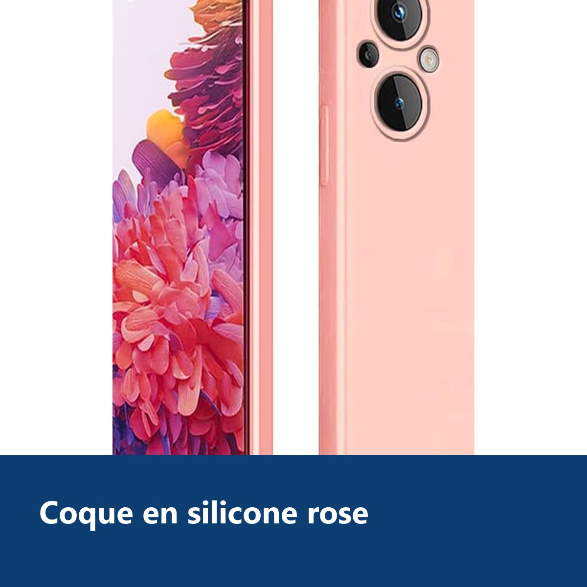 Vue de détail – Coque Silicone Couleur Rose Pour Oppo Reno 8 Lite 5G
