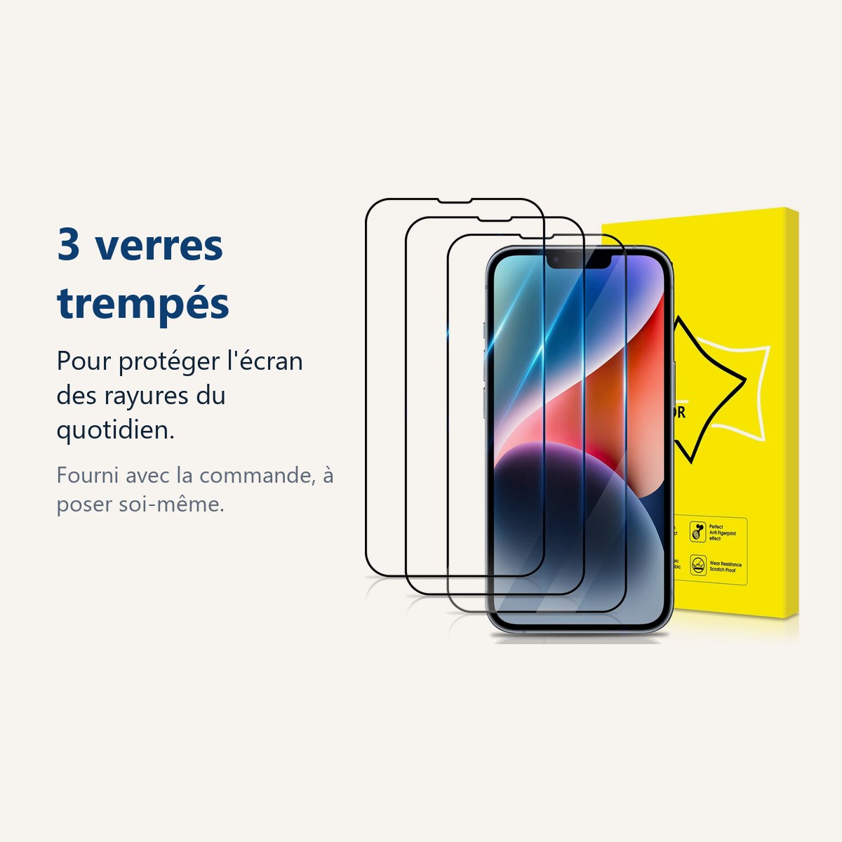 Verre trempé pour protéger lécran – Verre Trempé pour iPhone 13 Pro (6,1 pouces) [Pack 3] Film Vitre Protection Ecran