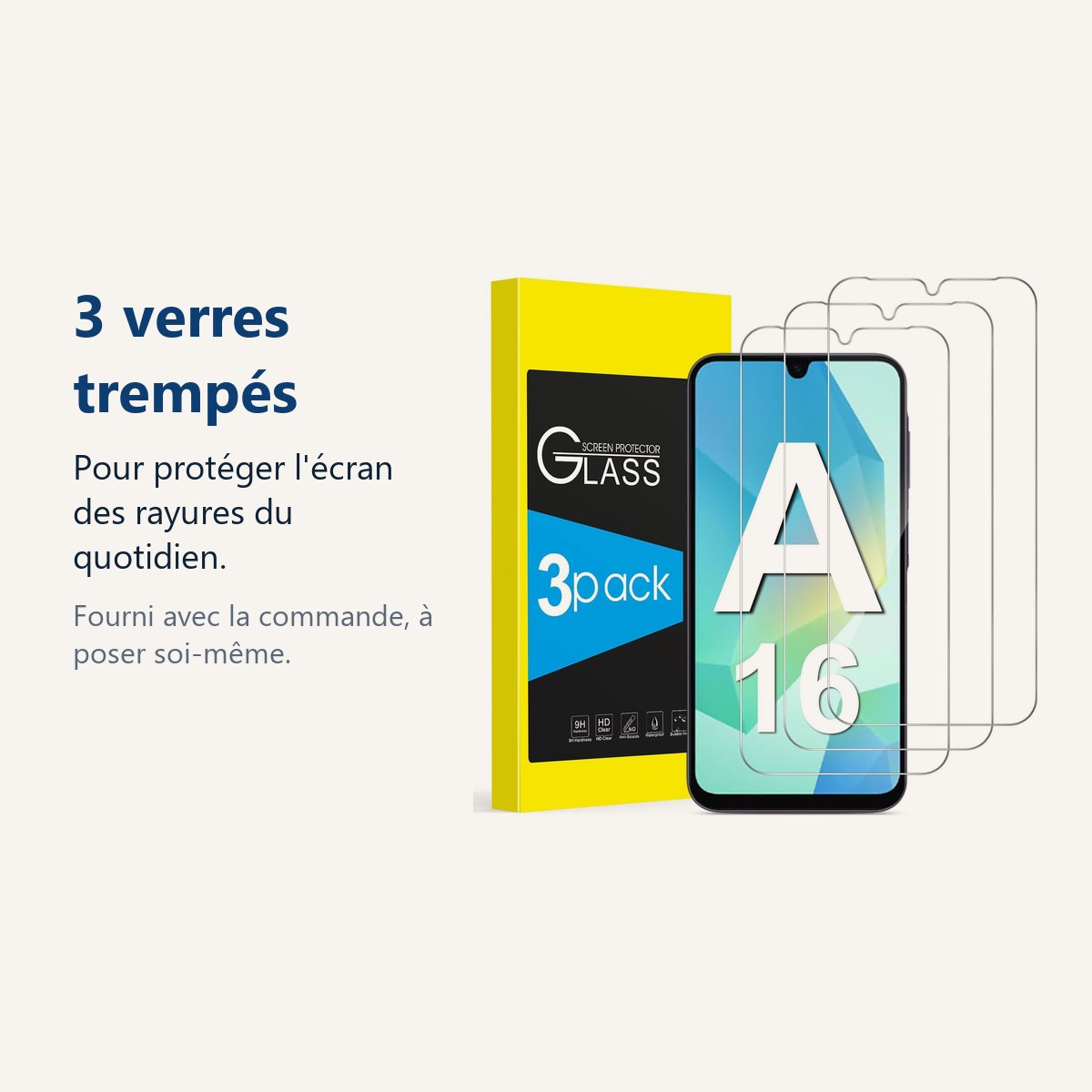 Verre trempé pour protéger lécran – Verres Trempés X3 Pour Samsung Galaxy A16