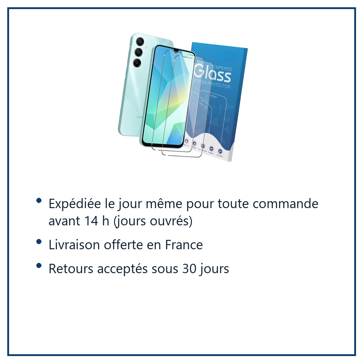 Expédition le jour même, livraison offerte, retours sous 30 jours – Verres Trempés X2 Pour Samsung Galaxy A16
