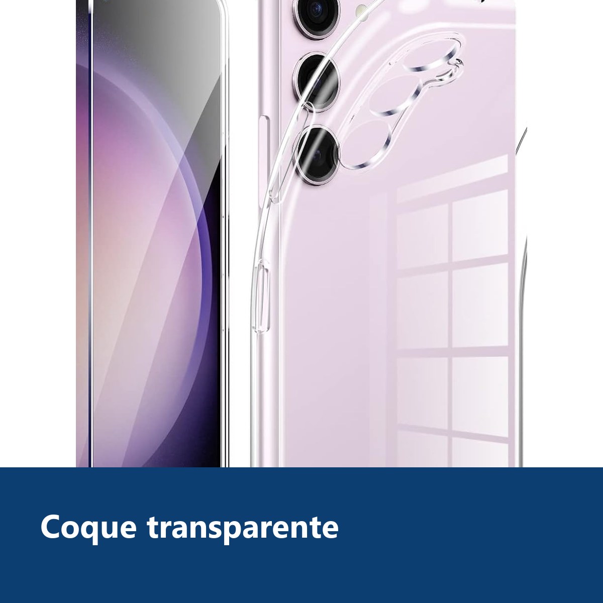 Vue de détail – Coque Transparente pour Samsung Galaxy S23 Plus (6,6 pouces) et 2 Verres Trempé Film Protection Ecran