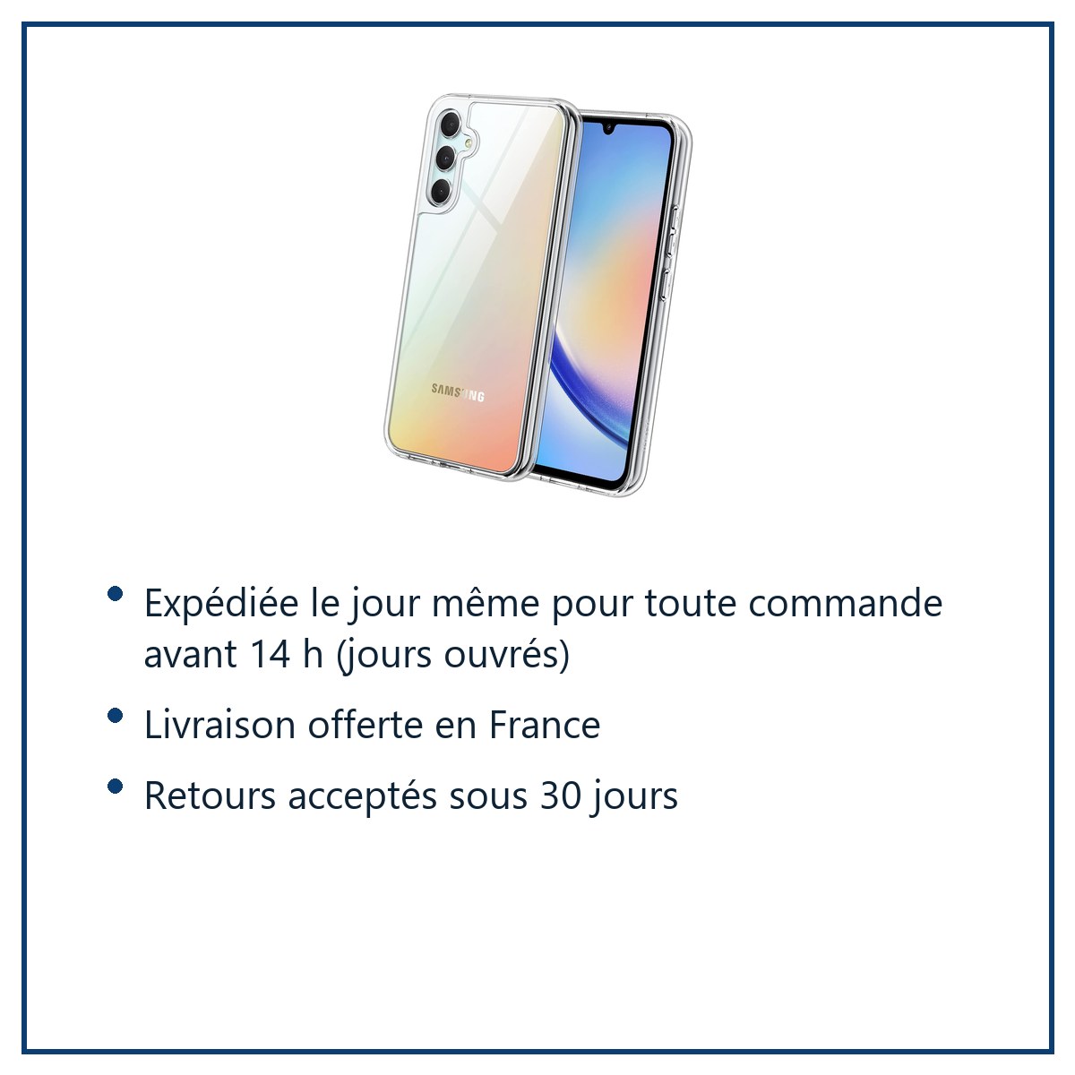 Expédition le jour même, livraison offerte, retours sous 30 jours – Coque Transparente pour Samsung Galaxy A34 5G (6,6 pouces