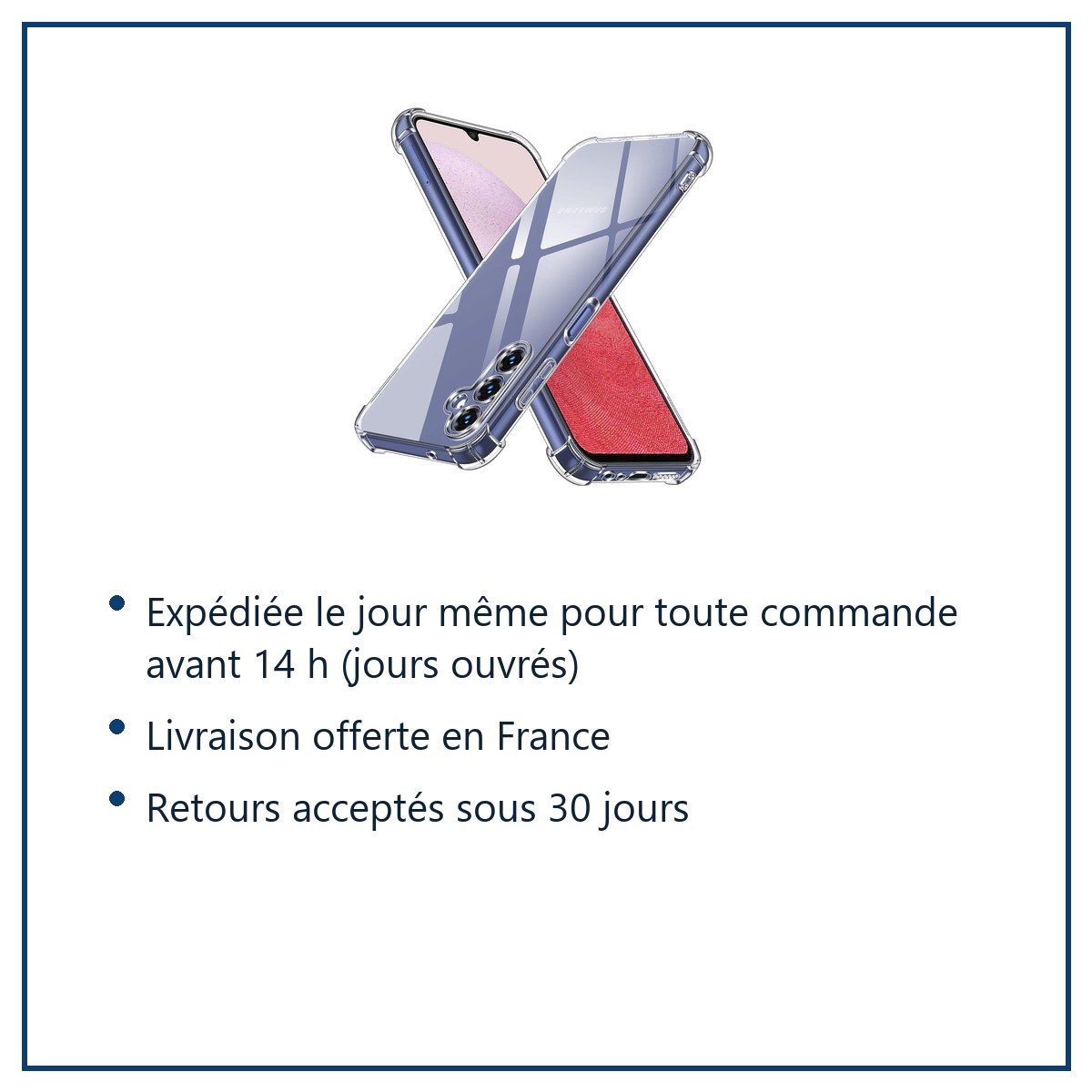 Expédition le jour même, livraison offerte, retours sous 30 jours – Coque antichoc pour Samsung Galaxy A14 4G/5G (6,6 pouces)