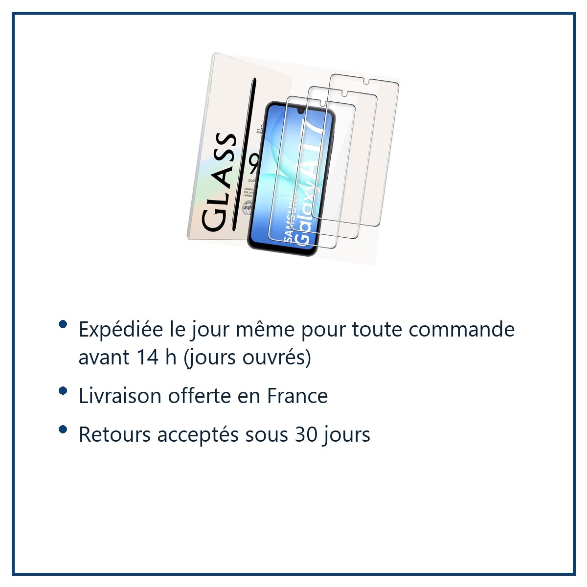 Expédition le jour même, livraison offerte, retours sous 30 jours – Verres Trempés X3 Pour Samsung Galaxy A17