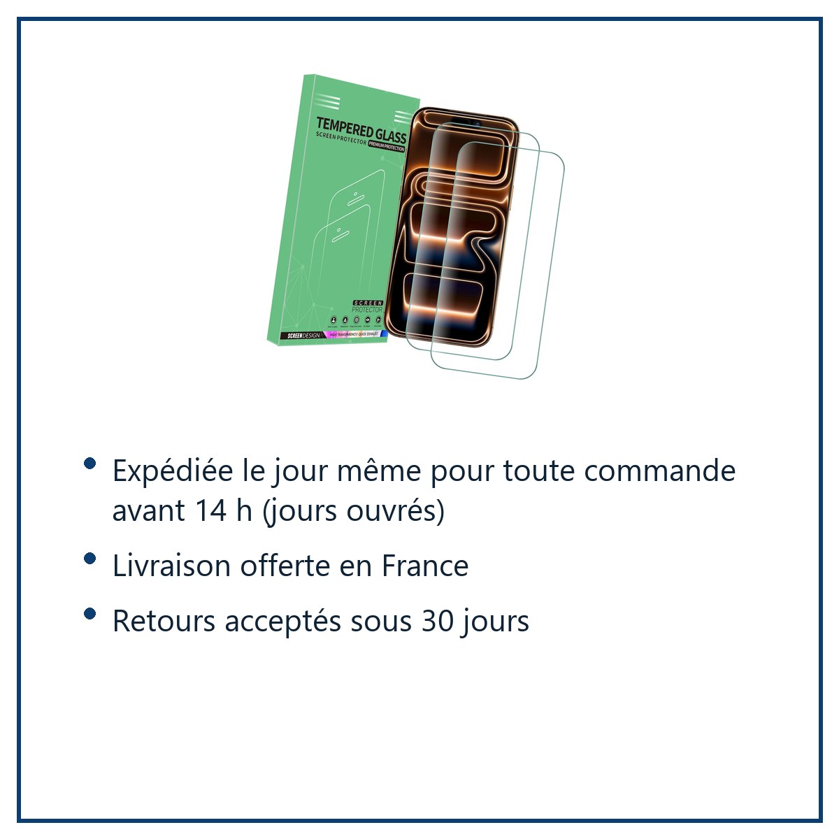 Expédition le jour même, livraison offerte, retours sous 30 jours – Verres Trempés X2 Pour iPhone 17 Pro