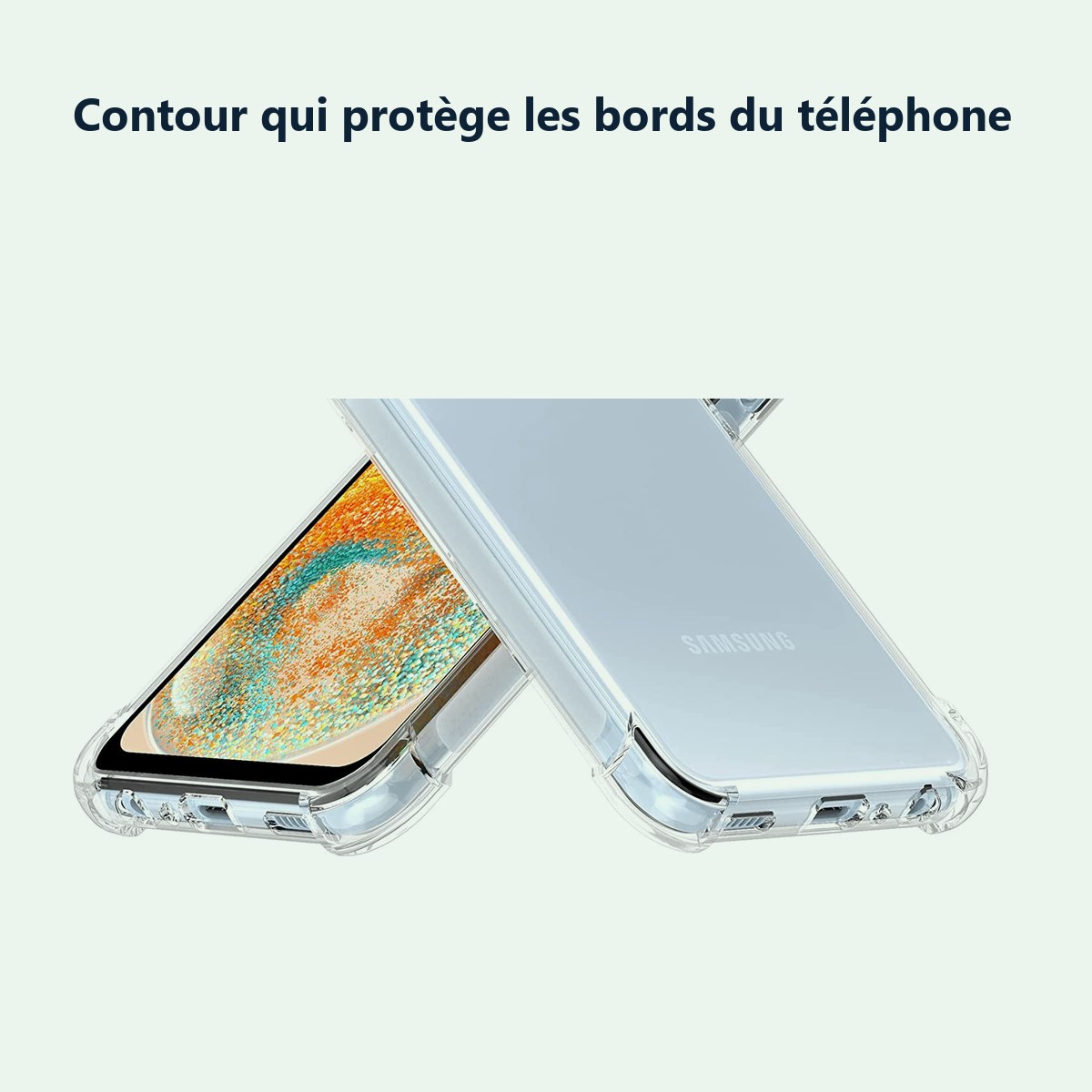 Contour qui protège les bords – Coque Silicone Transparente Angles Renforcés Pour Samsung A23 5G