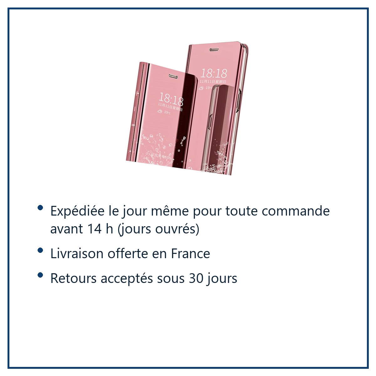 Expédition le jour même, livraison offerte, retours sous 30 jours – Coque Folio Rabat Miroir Rose Pour Samsung Galaxy S22 Plu