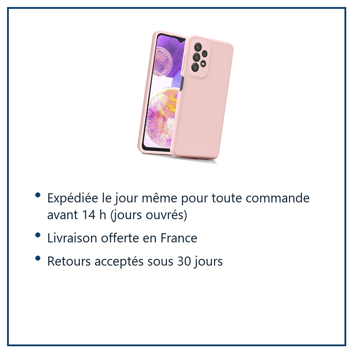 Expédition le jour même, livraison offerte, retours sous 30 jours – Coque Silicone Rose Pour Samsung A23 5G