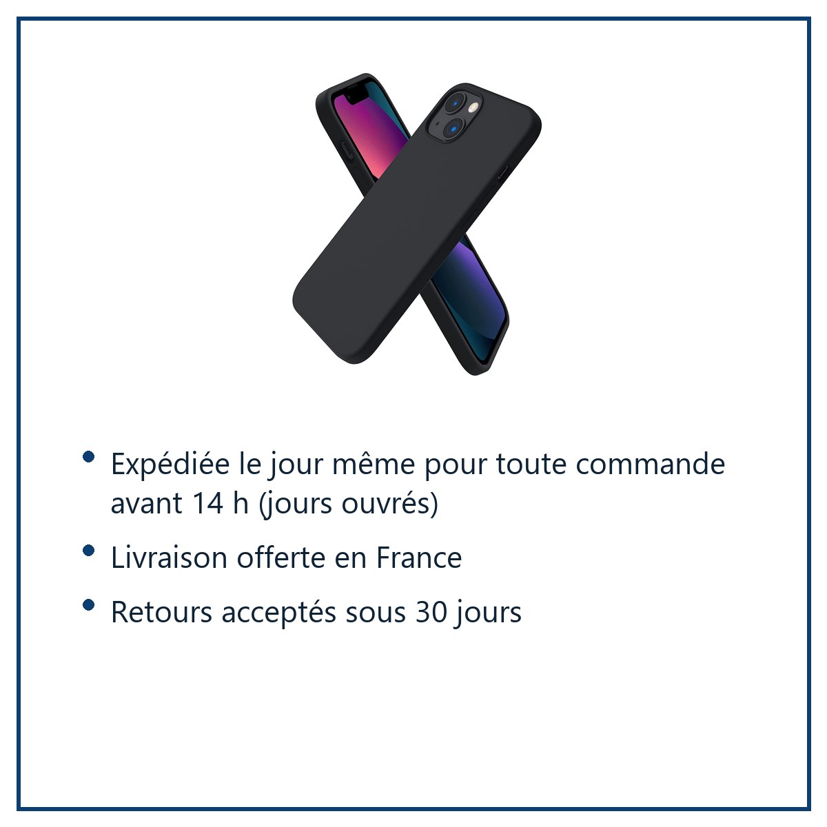 Expédition le jour même, livraison offerte, retours sous 30 jours – Coque Pour iPhone 13 Silicone Noire