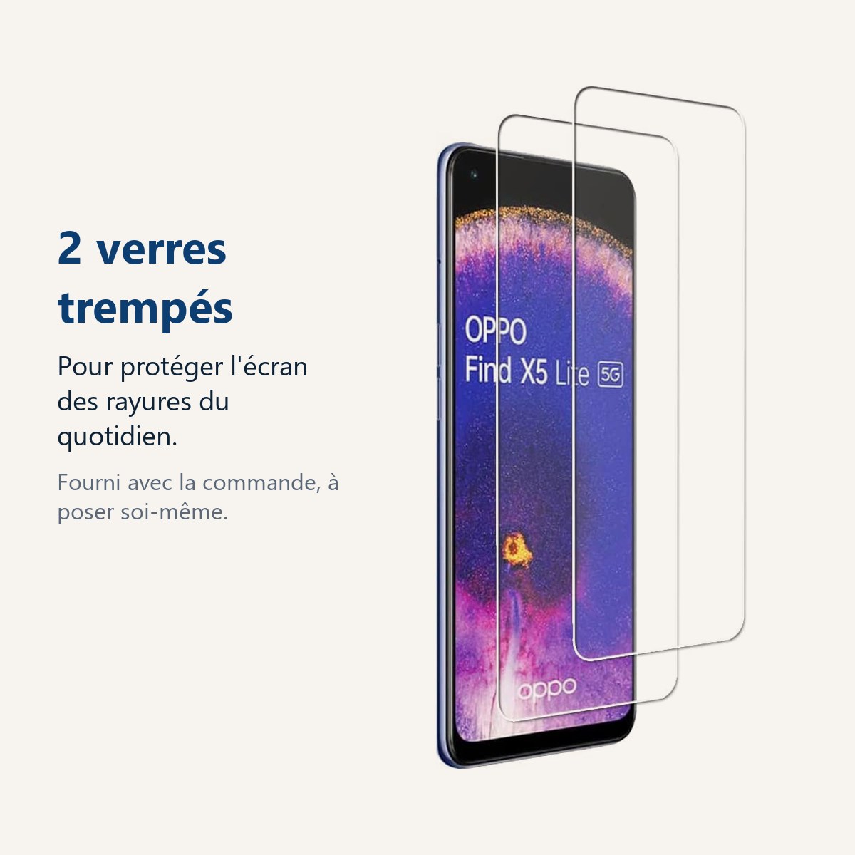 Verre trempé pour protéger lécran – Verres Trempés X2 Pour Oppo Find X5 Lite