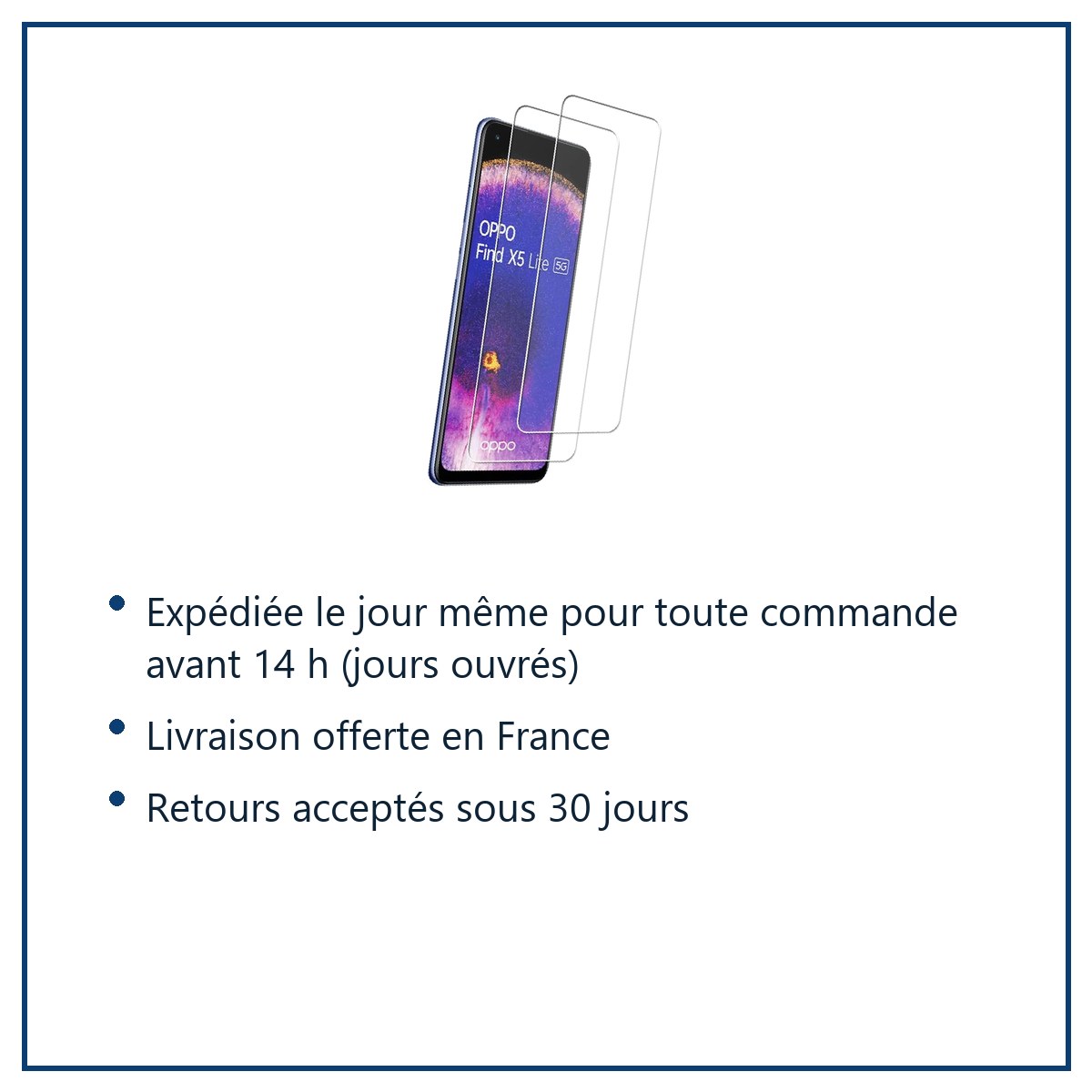 Expédition le jour même, livraison offerte, retours sous 30 jours – Verres Trempés X2 Pour Oppo Find X5 Lite