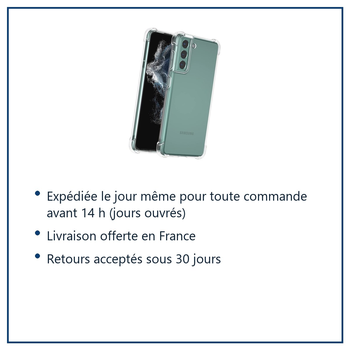 Expédition le jour même, livraison offerte, retours sous 30 jours – Coque Silicone Transparente Angles Renforcés Pour Samsung