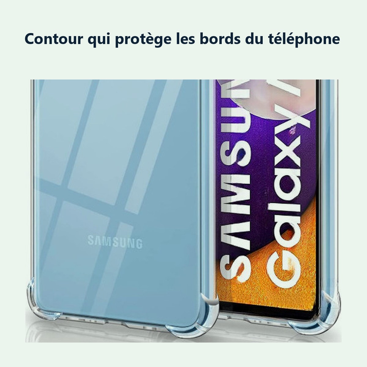 Contour qui protège les bords – Coque Silicone Transparente Angles Renforcés Pour Samsung A53 5G