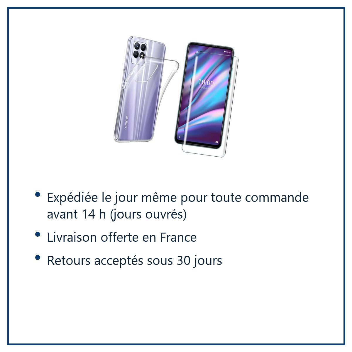Expédition le jour même, livraison offerte, retours sous 30 jours – Coque Silicone Transparente + Verre Trempé Pour Realme 8i