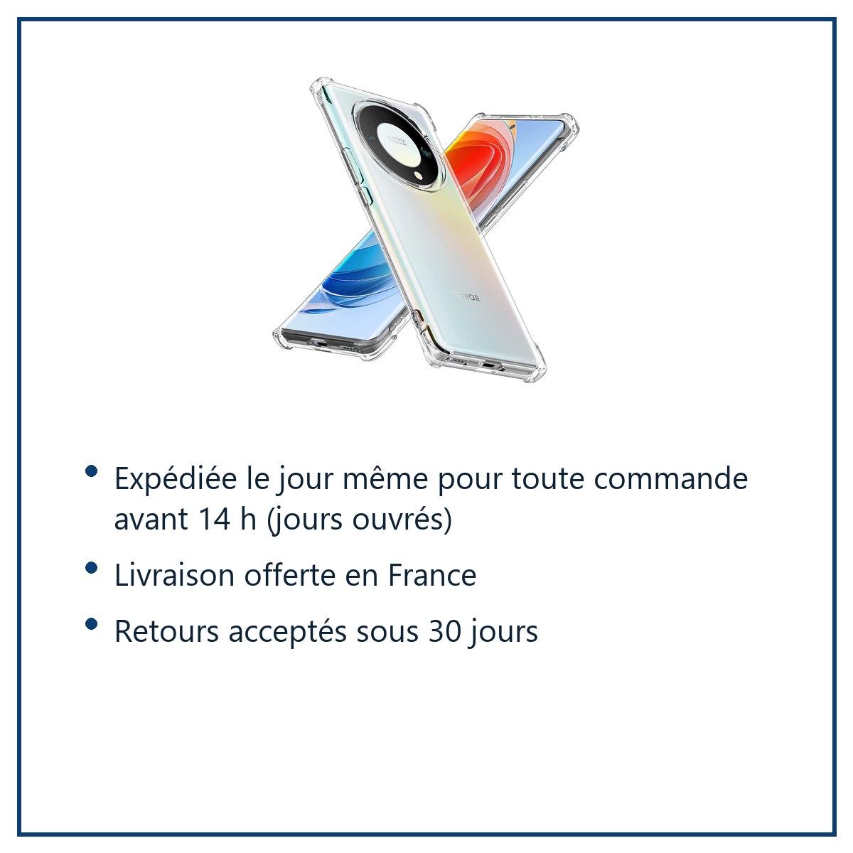 Expédition le jour même, livraison offerte, retours sous 30 jours – Coque Silicone Transparente Angles Renforcés Pour Honor M