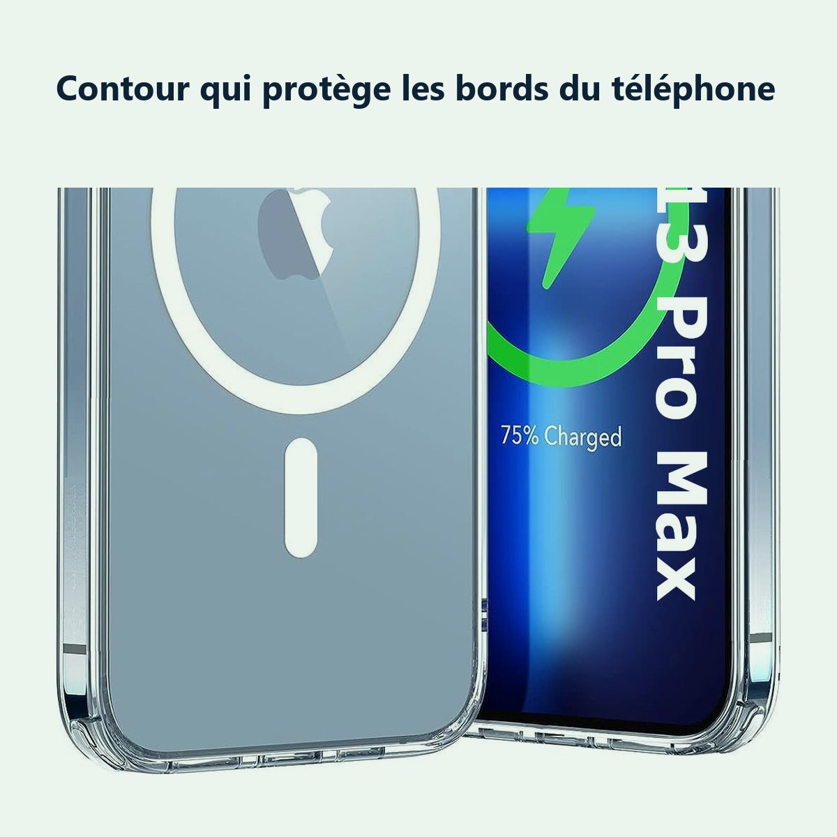 Contour qui protège les bords – Coque Silicone Transparente Compatible Magsafe Pour iPhone 13 Pro Max