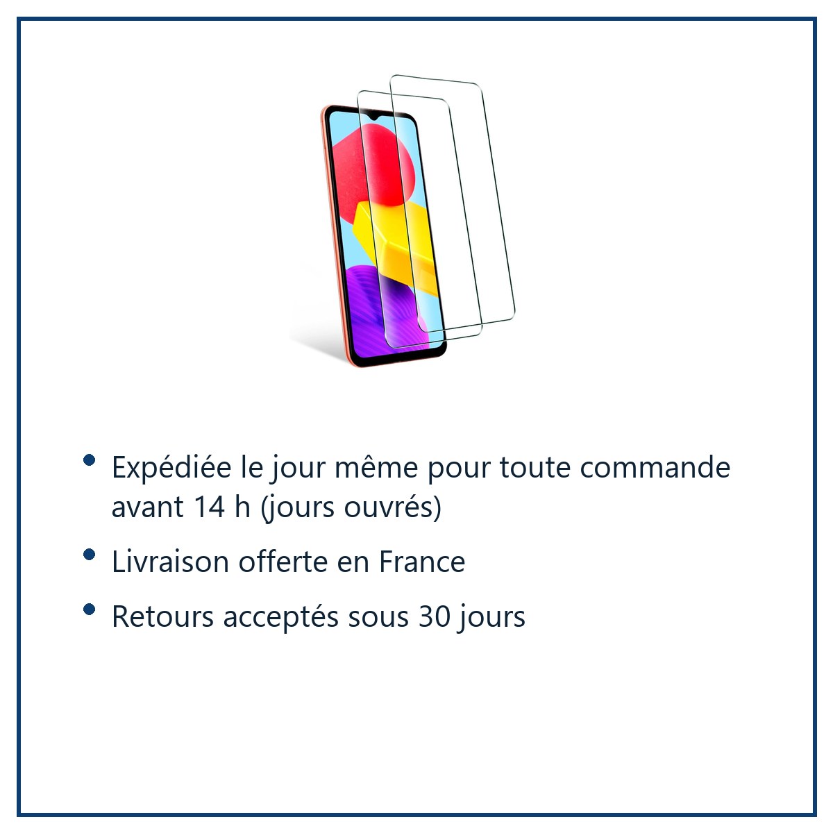 Expédition le jour même, livraison offerte, retours sous 30 jours – Verres Trempés X2 Pour Samsung Galaxy M13 4G / M23 5G