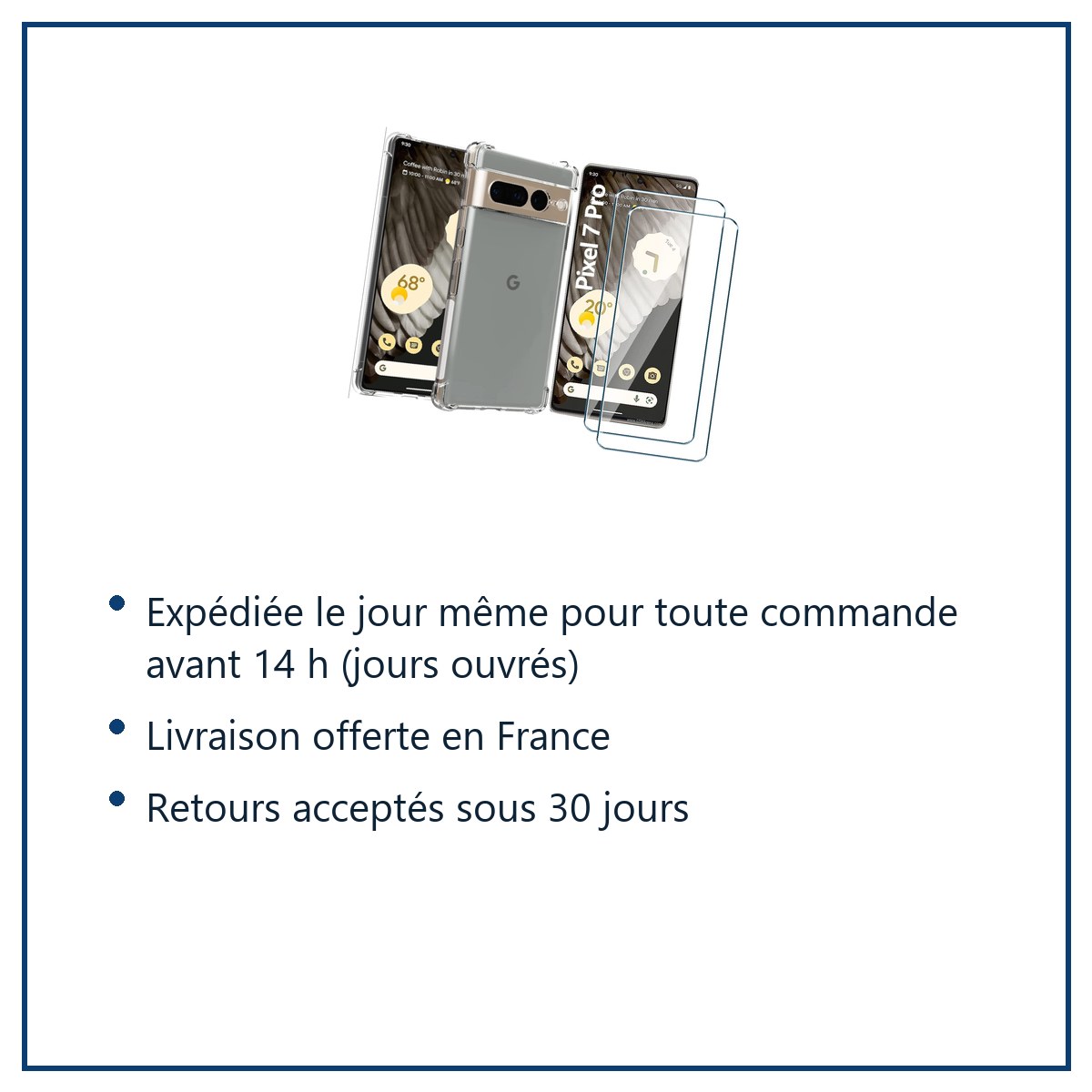 Expédition le jour même, livraison offerte, retours sous 30 jours – Coque Silicone Angles Renforcés + 2 Vitres Protection Écr