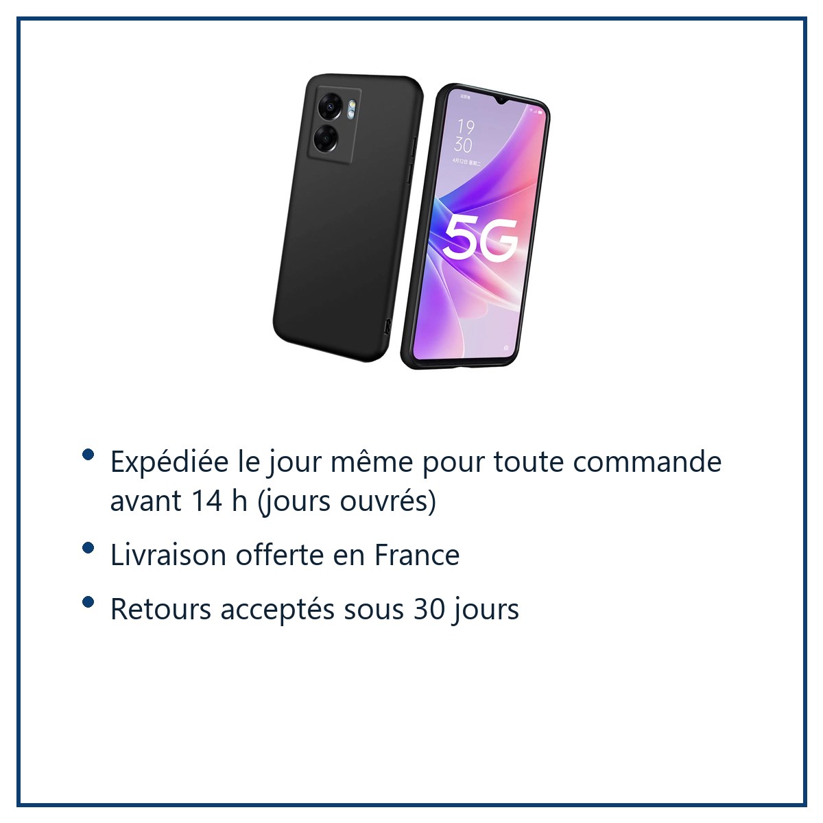 Expédition le jour même, livraison offerte, retours sous 30 jours – Coque Silicone Couleur Noire Pour Oppo A77 5G / A57 5G